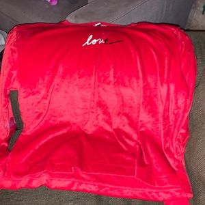 womens red fuzzy long sleeve nightshirt